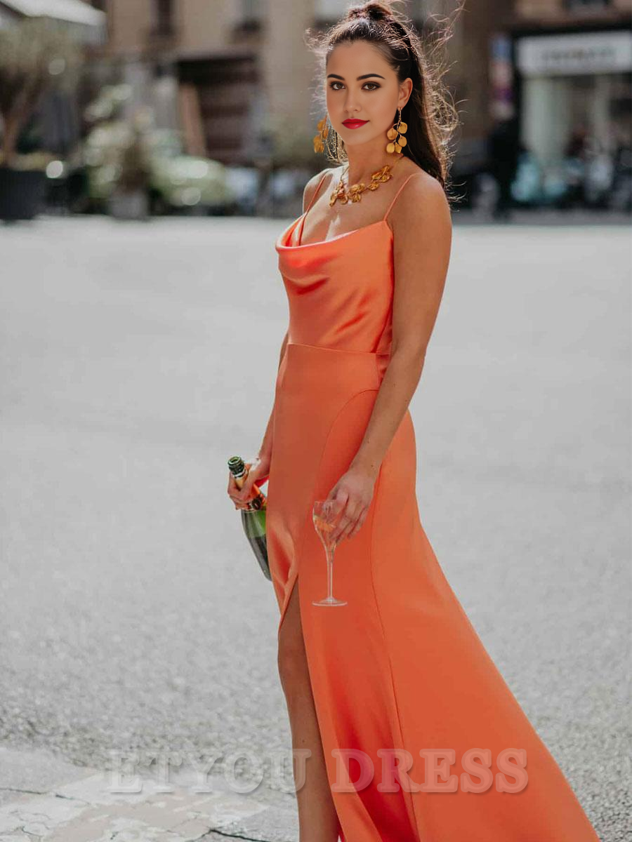 A-Line Sweep Silk Like Satin formal dresses Bridesmaid Dresses evening gown Prom Dress